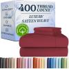 image400 Thread Count Cotton Sheet Set  King Size 100 Cotton Sheets  Easily Fits 8quot to 16quot Mattress  SilkySoft Wrinkle Free Breathable and Comfy  Deep Pockets ampamp Hotel Quality Bedding Set  Beige15  Burgundy
