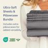 imageDark Grey 3Piece Sheet Set ampamp Pillowcase Bedding Bundle Twin XL Size  Bed Set Includes Complete Twin XL Sheet Set and 2 Twin XL Pillowcases  Hotel Luxury Cooling Sheets ampamp Pillowcase Bedding Set