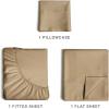 imageExtra Deep Pockets 400 Thread Count 100 Cotton 4 Piece Queen Size Bedding Sheet Set  Breathable ampamp Cooling  Hotel Luxury Bed Sheets Set  Extra Soft Wrinkle Free ampamp Comfy White Bedding Sheets Set05  Beige