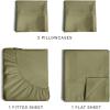 imageExtra Deep Pockets 400 Thread Count 100 Cotton 4 Piece Queen Size Bedding Sheet Set  Breathable ampamp Cooling  Hotel Luxury Bed Sheets Set  Extra Soft Wrinkle Free ampamp Comfy White Bedding Sheets Set09  Sage Green
