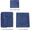 imageExtra Deep Pockets 400 Thread Count 100 Cotton 4 Piece Queen Size Bedding Sheet Set  Breathable ampamp Cooling  Hotel Luxury Bed Sheets Set  Extra Soft Wrinkle Free ampamp Comfy White Bedding Sheets Set07  Navy Blue