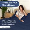 imageFull Comforter Set  3 Piece Bed Set for All Seasons  1 Soft Quilted Comforter w Corner Tabs ampamp 2 Pillow Shams  Comfy Cozy ampamp Breathable  Premium Down Duvet Insert  OekoTEX  Full Size Dark GreyNavy Blue