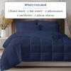 imageFull Comforter Set  7 Piece Bed in a Bag Queen Size Bed Set  Down Alternative Comforter Flat Sheet Fitted Sheet Pillowcases ampamp Shams for All Seasons  Ultra Soft Comfy ampamp Breathable  Navy Blue03  Navy Blue
