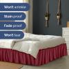imageWrap Around Dust Ruffle Bed Skirt  Burgundy  for Queen Size Beds with 12 Inch Drop  Elastic Strap  Adjustable Pleated Bedskirt with Brushed Fabric and Wrinkle Free  for Women Men Kids ampamp Teens