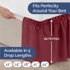 imageWrap Around Dust Ruffle Bed Skirt  Burgundy  for Queen Size Beds with 12 Inch Drop  Elastic Strap  Adjustable Pleated Bedskirt with Brushed Fabric and Wrinkle Free  for Women Men Kids ampamp Teens
