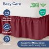 imageWrap Around Dust Ruffle Bed Skirt  Burgundy  for Queen Size Beds with 12 Inch Drop  Elastic Strap  Adjustable Pleated Bedskirt with Brushed Fabric and Wrinkle Free  for Women Men Kids ampamp Teens