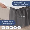 imageWrap Around Dust Ruffle Bed Skirt  Dark Grey  for Queen Size Beds with 12 Inch Drop  Elastic Strap  Adjustable Pleated Bedskirt with Brushed Fabric and Wrinkle Free  for Women Men Kids ampamp Teens