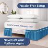 imageWrap Around Dust Ruffle Bed Skirt  Denim Blue  for Queen Size Beds with 12 Inch Drop  Elastic Strap  Adjustable Pleated Bedskirt with Brushed Fabric and Wrinkle Free  For Women Men Kids ampamp Teens