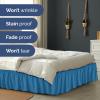 imageWrap Around Dust Ruffle Bed Skirt  Denim Blue  for Queen Size Beds with 12 Inch Drop  Elastic Strap  Adjustable Pleated Bedskirt with Brushed Fabric and Wrinkle Free  For Women Men Kids ampamp Teens