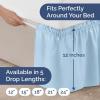 imageWrap Around Dust Ruffle Bed Skirt  Light Blue  for Queen Size Beds with 12 Inch Drop  Elastic Strap  Adjustable Pleated Bedskirt with Brushed Fabric and Wrinkle Free  For Women Men Kids ampamp Teens