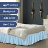 imageWrap Around Dust Ruffle Bed Skirt  Light Blue  for Queen Size Beds with 12 Inch Drop  Elastic Strap  Adjustable Pleated Bedskirt with Brushed Fabric and Wrinkle Free  For Women Men Kids ampamp Teens