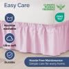 imageWrap Around Dust Ruffle Bed Skirt  Light Pink  for Queen Size Beds with 12 Inch Drop  Elastic Strap  Adjustable Pleated Bedskirt with Brushed Fabric and Wrinkle Free  For Women Men Kids ampamp Teens
