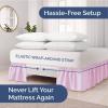 imageWrap Around Dust Ruffle Bed Skirt  Light Pink  for Queen Size Beds with 12 Inch Drop  Elastic Strap  Adjustable Pleated Bedskirt with Brushed Fabric and Wrinkle Free  For Women Men Kids ampamp Teens
