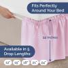 imageWrap Around Dust Ruffle Bed Skirt  Light Pink  for Queen Size Beds with 12 Inch Drop  Elastic Strap  Adjustable Pleated Bedskirt with Brushed Fabric and Wrinkle Free  For Women Men Kids ampamp Teens
