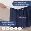 imageWrap Around Dust Ruffle Bed Skirt  Navy Blue  for Queen Size Beds with 12 Inch Drop  Elastic Strap  Adjustable Pleated Bedskirt with Brushed Fabric and Wrinkle Free  for Women Men Kids ampamp Teens
