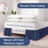 imageWrap Around Dust Ruffle Bed Skirt  Navy Blue  for Queen Size Beds with 12 Inch Drop  Elastic Strap  Adjustable Pleated Bedskirt with Brushed Fabric and Wrinkle Free  for Women Men Kids ampamp Teens