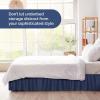 imageWrap Around Dust Ruffle Bed Skirt  Navy Blue  for Queen Size Beds with 12 Inch Drop  Elastic Strap  Adjustable Pleated Bedskirt with Brushed Fabric and Wrinkle Free  for Women Men Kids ampamp Teens