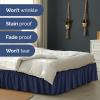 imageWrap Around Dust Ruffle Bed Skirt  Navy Blue  for Queen Size Beds with 12 Inch Drop  Elastic Strap  Adjustable Pleated Bedskirt with Brushed Fabric and Wrinkle Free  for Women Men Kids ampamp Teens