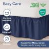 imageWrap Around Dust Ruffle Bed Skirt  Navy Blue  for Queen Size Beds with 12 Inch Drop  Elastic Strap  Adjustable Pleated Bedskirt with Brushed Fabric and Wrinkle Free  for Women Men Kids ampamp Teens