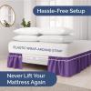 imageWrap Around Dust Ruffle Bed Skirt  Purple  for Queen Size Beds with 12 Inch Drop  Easy Fit Elastic Strap  Adjustable Pleated Bedskirt wBrushed Fabric Wrinkle Free  for Women Men Kids ampamp Teens
