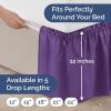 imageWrap Around Dust Ruffle Bed Skirt  Purple  for Queen Size Beds with 12 Inch Drop  Easy Fit Elastic Strap  Adjustable Pleated Bedskirt wBrushed Fabric Wrinkle Free  for Women Men Kids ampamp Teens