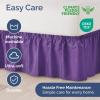 imageWrap Around Dust Ruffle Bed Skirt  Purple  for Queen Size Beds with 12 Inch Drop  Easy Fit Elastic Strap  Adjustable Pleated Bedskirt wBrushed Fabric Wrinkle Free  for Women Men Kids ampamp Teens