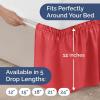 imageWrap Around Dust Ruffle Bed Skirt  Red  for Queen Size Beds with 12 Inch Drop  Easy Fit Elastic Strap  Adjustable Pleated Bedskirt wBrushed Fabric  Wrinkle Free  for Women Men Kids ampamp Teens