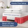 imageWrap Around Dust Ruffle Bed Skirt  Red  for Queen Size Beds with 12 Inch Drop  Easy Fit Elastic Strap  Adjustable Pleated Bedskirt wBrushed Fabric  Wrinkle Free  for Women Men Kids ampamp Teens