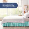 imageWrap Around Dust Ruffle Bed Skirt  Spa Blue  for Queen Size Beds with 12 Inch Drop  Elastic Strap  Adjustable Pleated Bedskirt with Brushed Fabric and Wrinkle Free  for Women Men Kids ampamp Teens