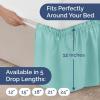 imageWrap Around Dust Ruffle Bed Skirt  Spa Blue  for Queen Size Beds with 12 Inch Drop  Elastic Strap  Adjustable Pleated Bedskirt with Brushed Fabric and Wrinkle Free  for Women Men Kids ampamp Teens