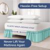 imageWrap Around Dust Ruffle Bed Skirt  Spa Blue  for Queen Size Beds with 12 Inch Drop  Elastic Strap  Adjustable Pleated Bedskirt with Brushed Fabric and Wrinkle Free  for Women Men Kids ampamp Teens