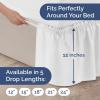 imageWrap Around Dust Ruffle Bed Skirt  White  for Queen Size Beds with 12 Inch Drop  Easy Fit Elastic Strap  Adjustable Pleated Bedskirt wBrushed Fabric  Wrinkle Free  for Women Men Kids ampamp Teens