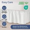 imageWrap Around Dust Ruffle Bed Skirt  White  for Queen Size Beds with 12 Inch Drop  Easy Fit Elastic Strap  Adjustable Pleated Bedskirt wBrushed Fabric  Wrinkle Free  for Women Men Kids ampamp Teens