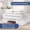 imageWrap Around Dust Ruffle Bed Skirt  White  for Queen Size Beds with 12 Inch Drop  Easy Fit Elastic Strap  Adjustable Pleated Bedskirt wBrushed Fabric  Wrinkle Free  for Women Men Kids ampamp Teens