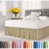 imageWrap Around Dust Ruffle Bed Skirt  Beige  for Queen Size Beds with 12 Inch Drop  Easy Fit Elastic Strap  Adjustable Pleated Bedskirt wBrushed Fabric  Wrinkle Free  for Women Men Kids ampamp Teens