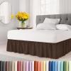 imageWrap Around Dust Ruffle Bed Skirt  Brown  for Queen Size Beds with 12 Inch Drop  Easy Fit Elastic Strap  Adjustable Pleated Bedskirt wBrushed Fabric  Wrinkle Free  for Women Men Kids ampamp Teens