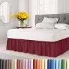 imageWrap Around Dust Ruffle Bed Skirt  Burgundy  for Queen Size Beds with 12 Inch Drop  Elastic Strap  Adjustable Pleated Bedskirt with Brushed Fabric and Wrinkle Free  for Women Men Kids ampamp Teens