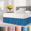 imageWrap Around Dust Ruffle Bed Skirt  Denim Blue  for Queen Size Beds with 12 Inch Drop  Elastic Strap  Adjustable Pleated Bedskirt with Brushed Fabric and Wrinkle Free  For Women Men Kids ampamp Teens