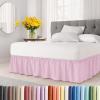 imageWrap Around Dust Ruffle Bed Skirt  Light Pink  for Queen Size Beds with 12 Inch Drop  Elastic Strap  Adjustable Pleated Bedskirt with Brushed Fabric and Wrinkle Free  For Women Men Kids ampamp Teens