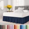 imageWrap Around Dust Ruffle Bed Skirt  Navy Blue  for Queen Size Beds with 12 Inch Drop  Elastic Strap  Adjustable Pleated Bedskirt with Brushed Fabric and Wrinkle Free  for Women Men Kids ampamp Teens