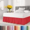 imageWrap Around Dust Ruffle Bed Skirt  Red  for Queen Size Beds with 12 Inch Drop  Easy Fit Elastic Strap  Adjustable Pleated Bedskirt wBrushed Fabric  Wrinkle Free  for Women Men Kids ampamp Teens
