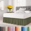 imageWrap Around Dust Ruffle Bed Skirt  Sage Green  for Queen Size Beds with 12 Inch Drop  Elastic Strap  Adjustable Pleated Bedskirt with Brushed Fabric and Wrinkle Free  For Women Men Kids ampamp Teens
