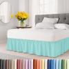 imageWrap Around Dust Ruffle Bed Skirt  Spa Blue  for Queen Size Beds with 12 Inch Drop  Elastic Strap  Adjustable Pleated Bedskirt with Brushed Fabric and Wrinkle Free  for Women Men Kids ampamp Teens
