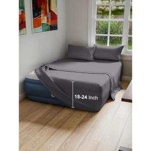imageAir Mattress Sheet Set for Queen Size  4 Piece Breathable ampamp Cooling Sheets w Extra Deep Pockets  Fits Inflatable ampamp Blow Up Air Mattresses Up to 24 Inches Thick  Ultra Soft ampamp Wrinkle Free  White03  Dark Grey