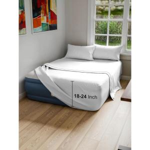 imageAir Mattress Sheet Set for Queen Size  4 Piece Breathable ampamp Cooling Sheets w Extra Deep Pockets  Fits Inflatable ampamp Blow Up Air Mattresses Up to 24 Inches Thick  Ultra Soft ampamp Wrinkle Free  White01  White