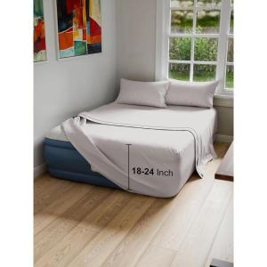 imageAir Mattress Sheet Set for Queen Size  4 Piece Breathable ampamp Cooling Sheets w Extra Deep Pockets  Fits Inflatable ampamp Blow Up Air Mattresses Up to 24 Inches Thick  Ultra Soft ampamp Wrinkle Free  White02  Light Grey