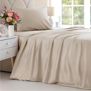 imageBamboo Sheets King Size  Cooling Sheets for King  100 Rayon Derived from Bamboo  Soft Breathable ampamp Hotel Luxury Bedding  1 Flat ampamp 1 Fitted and 2 Pillowcases w 16 Inch Deep Pockets  Dark Grey05  Wheat
