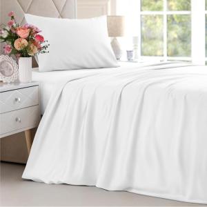 imageBamboo Sheets King Size  Cooling Sheets for King  100 Rayon Derived from Bamboo  Soft Breathable ampamp Hotel Luxury Bedding  1 Flat ampamp 1 Fitted and 2 Pillowcases w 16 Inch Deep Pockets  Dark Grey01  White