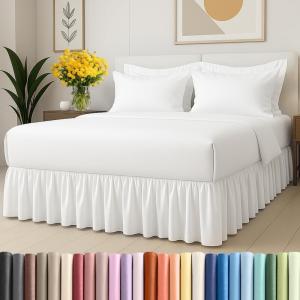 imageBedskirt Queen Size Ruffle  18 inch Drop Dust Ruffle Bed Skirt with Platform  UltraSoft Easy Fit Premium Hotel Quality  Wrinkle Fade ampamp Shrink Resistant  for Women Men Kids and Teens  White