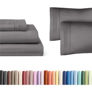 imageDark Grey 3Piece Sheet Set ampamp Pillowcase Bedding Bundle Twin XL Size  Bed Set Includes Complete Twin XL Sheet Set and 2 Twin XL Pillowcases  Hotel Luxury Cooling Sheets ampamp Pillowcase Bedding Set
